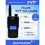 Рация TYT TH-UV99, 10 Ватт, Type-C, 2800 мАч, IP-68, цвет черный Рация TYT TH-UV99, 10 Ватт, Type-C, 2800 мАч, IP-68, цвет черный